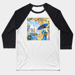 Blue giraffe in a Golden Palace chinoiserie Baseball T-Shirt